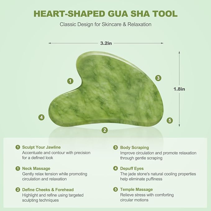3 PCS Jade Stone Gua Sha Set Face Massager, Body Gua Sha Tool, Jade Gua Sha - Image 4
