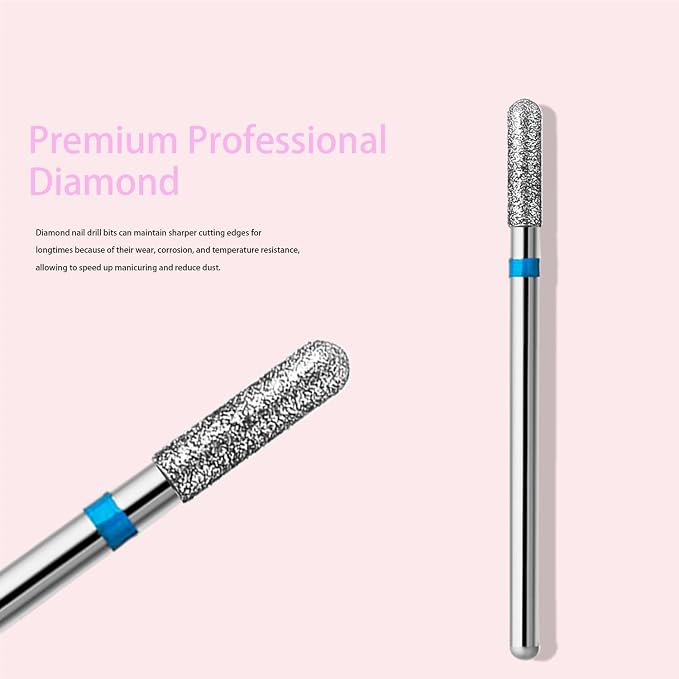 10pcs Safety Round Barrel Cuticle Drill Bits, Carbide Diamond Nail Bits - Image 2