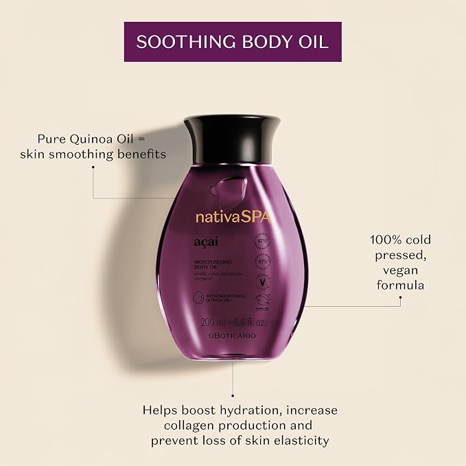 Nativa SPA by O Boticário, Açaí Body Oil, Scented Moisturizer, 6.8 Ounce - Image 3