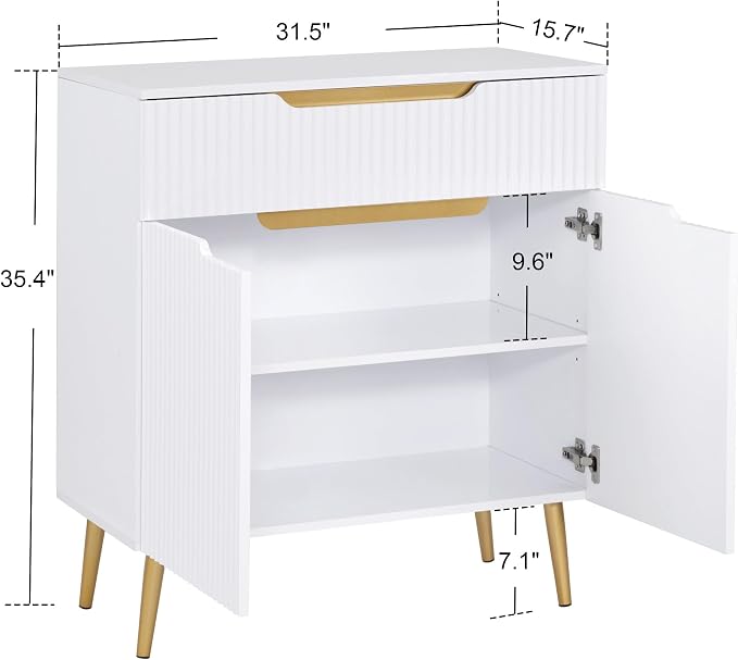 BarberPub Barber Station with Drawer & Cabinet, Beauty Salon White Storage - Image 3