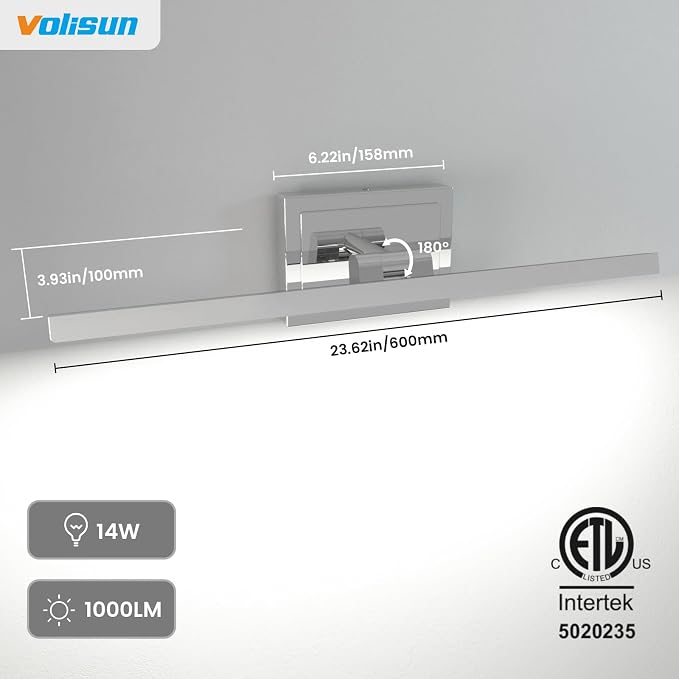 VOLISUN Modern Bathroom Vanity Light 24 inch, 14W Dimmable 5CCT Led Bathroom - Image 6