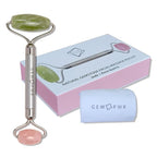 Rose Quartz + Jade Roller for Face and Neck Massage, Dual Gemstones by GEMPWR