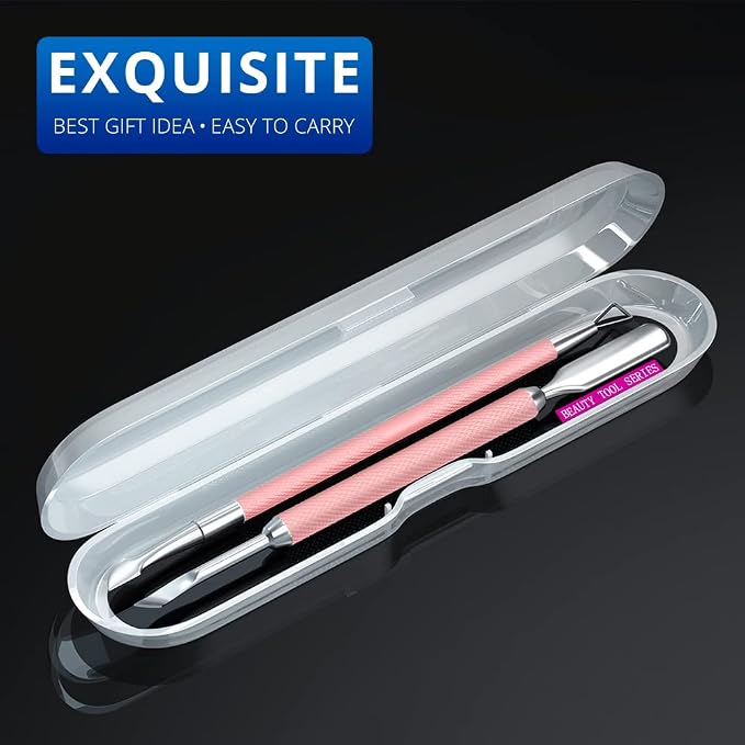 2PCS Metal Pink Cuticle Pusher and Scraper, Nail Trimmer Cutter Stainless Steel - Image 4