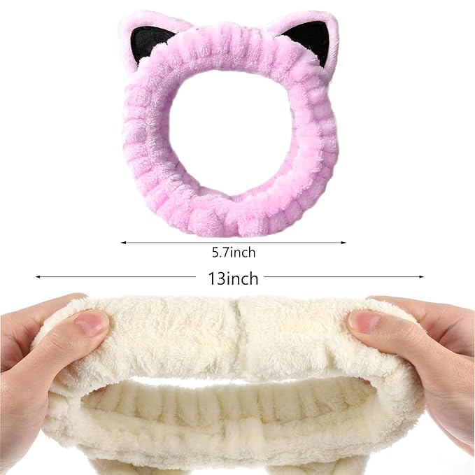 2 Pcs Cat Ears Headband, Cute Spa Headbands - Image 6