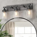 LNC 24'' Large Bathroom Light Fixtures, Industrial 3 Mason Jar Vanity Light by LNC