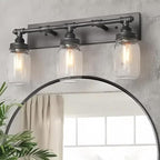 LNC 24'' Large Bathroom Light Fixtures, Industrial 3 Mason Jar Vanity Light by LNC