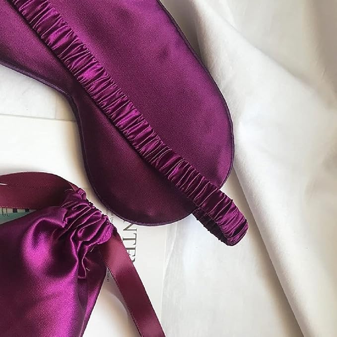 Silk Satin Sleeping Eye Mask, Dark Purple Sleep Eye Mask Night Blindfold - Image 8