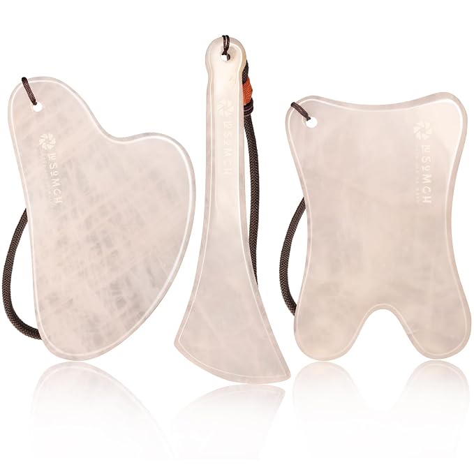 Skin Care Set, 1 Pack 3 in 1 Jade Gua Sha Massager, Guasha Tool by Lusomch