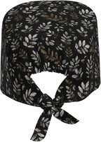 Scrub Cap for Women and Men Boho Black Leaf Pattern Adjustable Breathable - Image 8