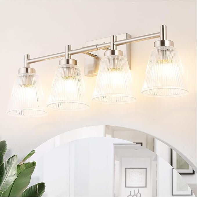 OCIOC 4-Light Vanity light fixtures, Brushed Nickel Vanity lights over mirror - Image 2