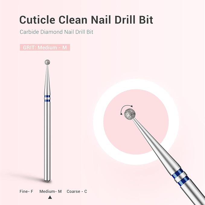 MelodySusie 1.8mm Ball Shape Cuticle Clean Nail Drill Bit 3/32'', Professional - Image 4