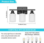 Ascher Bathroom Light Fixtures, 3-Light Vanity Light Over Mirror, Modern Matte - Image 2