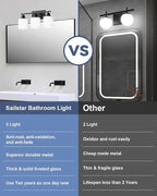 Sailstar 3-Light Bathroom Vanity Light, Anti-Rust Matte Black Bathroom Light - Image 3