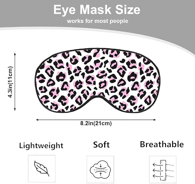 Leopard Eye Mask Sleeping Mask Pink Black Leopard Print Animal Sleep Masks - Image 2