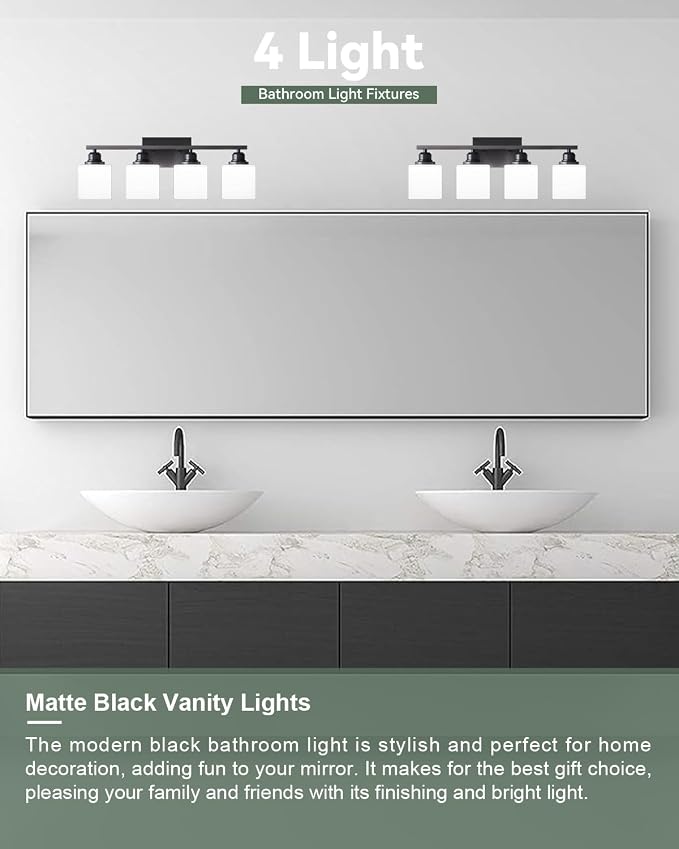 Sailstar Vanity Light Fixtures, Matte Black, Over Mirror, Modern Bathroom Light - Image 2