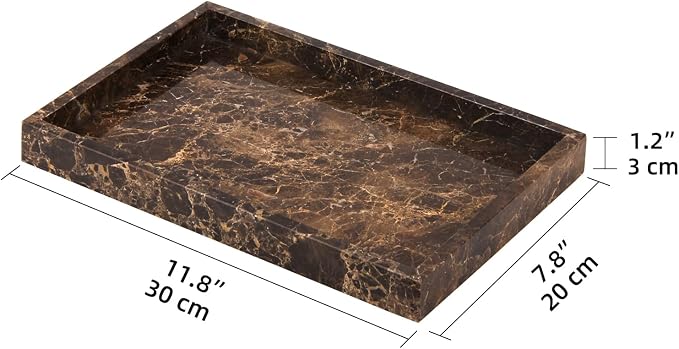 Marble Bathroom Vanity Tray, Natural Luxury Vanity Home Kitchen Bathroom Table - Image 2