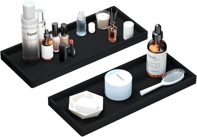BBK Bathroom Vanity Tray 11.8 in- 2 Pack Silicone Bathroom Tray by BBK