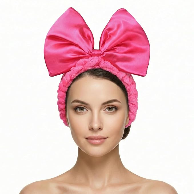 JIAHANG Large Satin Bow Facial Spa Headband, Facial Making Up Shower Skincare by JIAHANG+Hair+Accessories