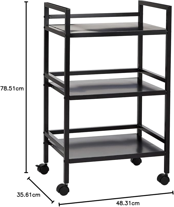 Amazon Basics 3-Tier Metal Rolling Utility Cart, Storage Organizer, Mobile - Image 6