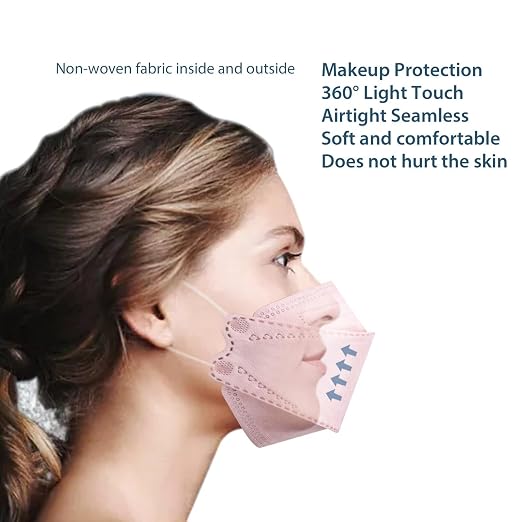 Borje KN95 Face Masks for Adults 50 Pack, 5-Ply Pink Disposable Face Mask - Image 6