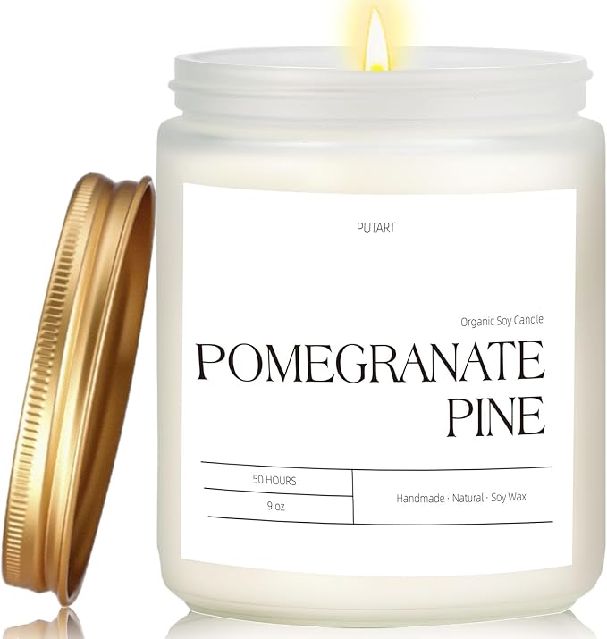 Pomegranate Pine Candles for Home Scented, 9oz Natural Soy Aromatherapy Non by Unknown