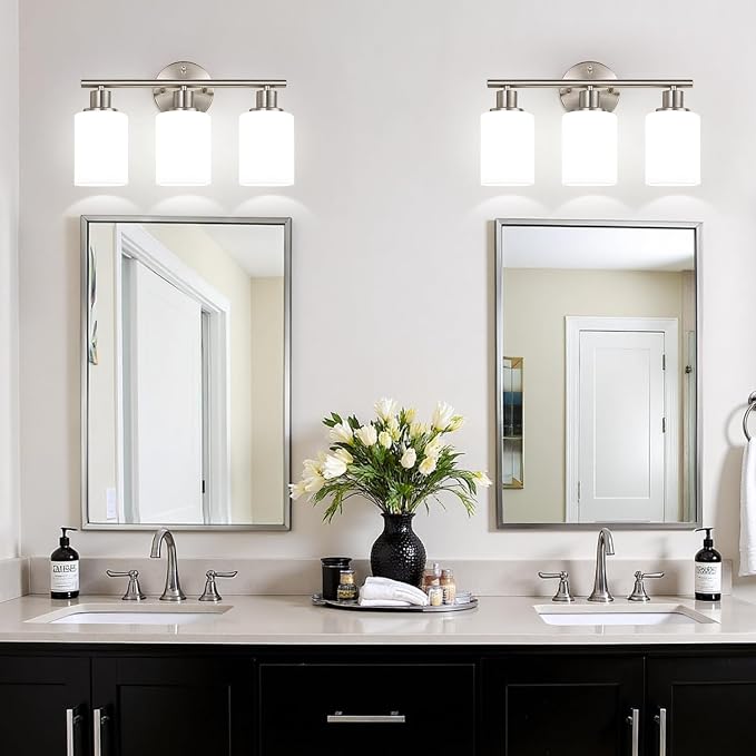 Zarbitta 3-Light Bathroom Light Fixtures, Brushed Nickel Vanity Light, - Image 5