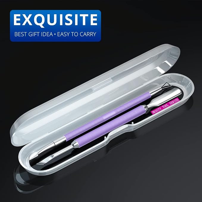 2PCS Metal Lavender/Taro Purple Cuticle Pusher and Cutter Remover Salon Quality - Image 4