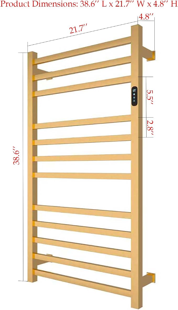 Luxury Heated Towel Rack Wall Mounted Towel Warmers, 12 Bars Towel Warmer Rack - Image 5
