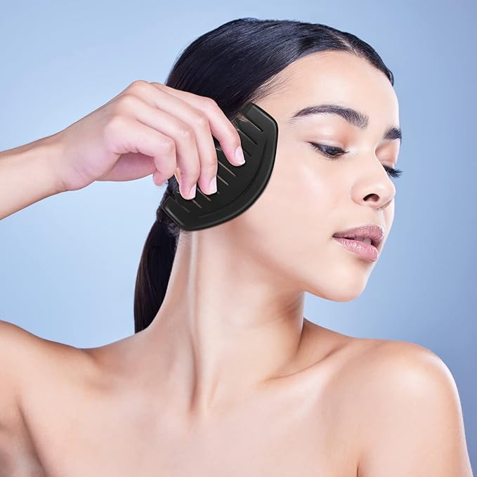 Gua Sha Comb, Natural Sibin Bian Stone Scalp Massage Comb, Facial GuaSha Tool - Image 6