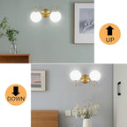 Modern Bathroom Vanity Light Fixtures 2 Lights Brushed Brass Milk White Globe - Image 5
