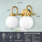 AKEZON Bathroom Light Fixtures 2-Light Brushed Gold Vanity Light, Modern - Image 6