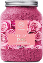 Rose Bath Salts 46 Oz – Natural Rosewood Oil & Rose Extract – Bath Additive by Aromatika