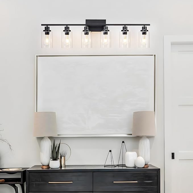 6 Light Bathroom Light Fixtures Black Vanity Light Over Mirror Modern Farmhouse - Image 4