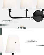 Bathroom Light Fixtures, 5 Light Matte Black Vanity Lights - Image 3