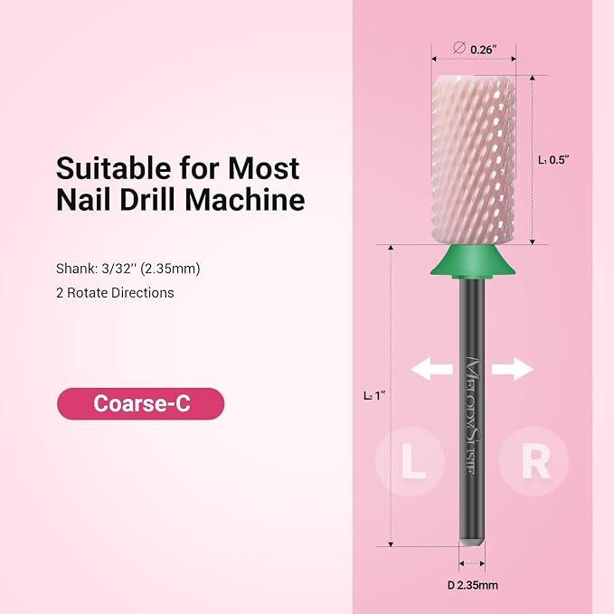 MelodySusie Ceramic Nail Drill Bits, 3/32'' Chamfer Flat Top Large Barrel Bits - Image 4