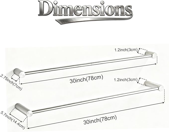 Towel Racks for Bathroom, NEWRAIN 30 inch Double Bath Towel Bar Wall Mounted - Image 3