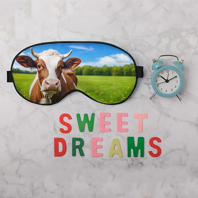 Cows Sleep Mask Eye Mask Fresh Grass Blue Sky White Clouds Sleep Mask Light - Image 6