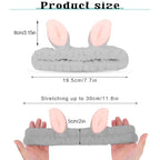 Cute Gray Rabbit Ears Headband Frog Eye Elastic to Wash Face - Image 2