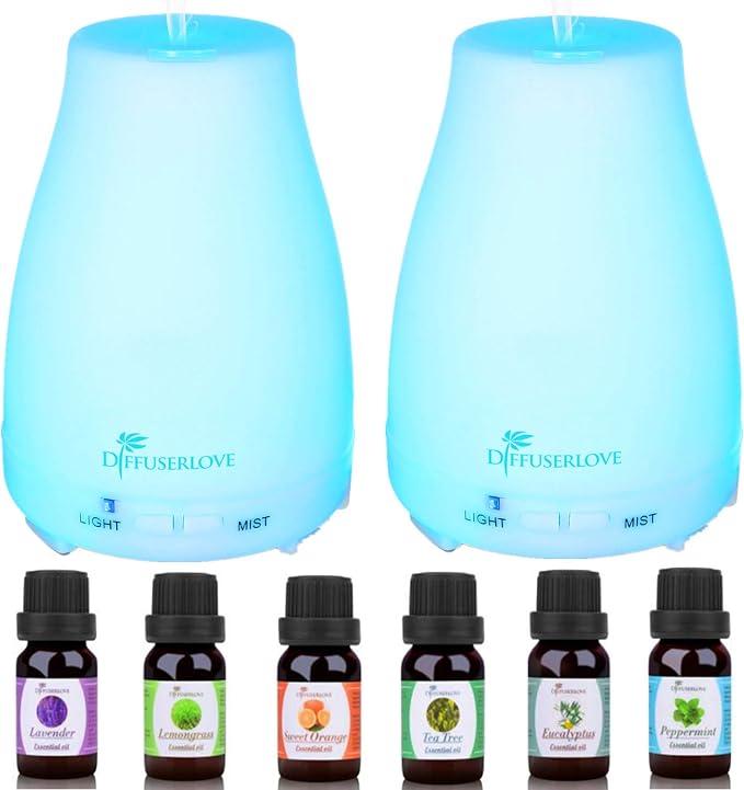 Diffuserlove 2 Pack 200ml Essential Oil Diffuser Ultrasonic Aromatherapy by Diffuserlove
