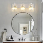 PRESDE 3-Light Crystal Bathroom Vanity Light, Brushed Nickel Bath Lighting Over - Image 7