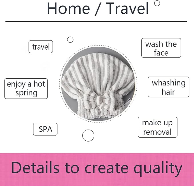 Microfiber Hair Towel Cap, Soft Absorbent Quick Drying Cap - Image 5