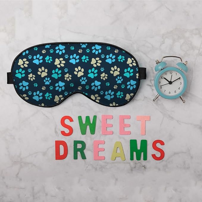 Dog Footprint Sleep Mask Eye Mask Dog Paws Cute Footstep Animal Blue Green - Image 6