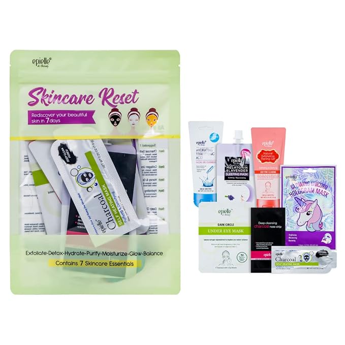Epielle Skincare Reset Kit, 7 Home Spa Essentials, Exfoliating, Detoxifying by Epielle