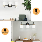 Mid Century Modern Matte Black and Gold 3 Lights Milky Glass Wall Light Fixture - Image 5