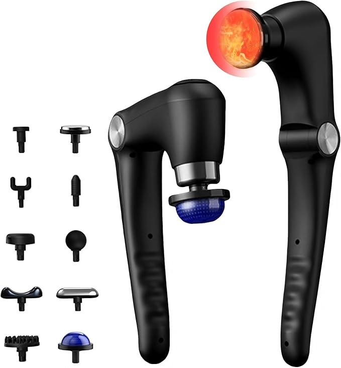 Massage Gun with 10 Replacement Heads, Massage Gun with Heat, Back Massager by JOYSUWERUN