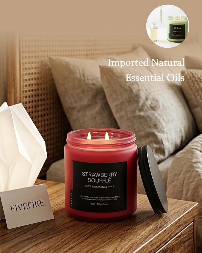 Strawberry Soufflé Home Scented Candles, 13oz Organic Soy Wax, 76-Hour Clean - Image 6