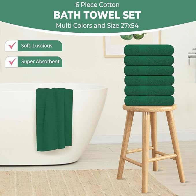 KAHAF COLLECTION 6 Pack Bath Towels Set 100% Ring Spun Cotton, Lightweight - Image 3