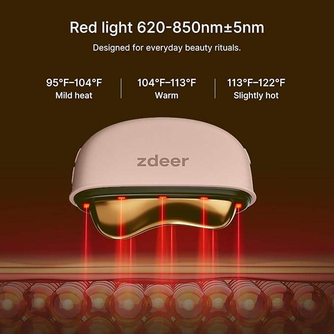 ZDEER LED Red Light Therapy Face & Neck Massager, Electric Heated Gua Sha - Image 5