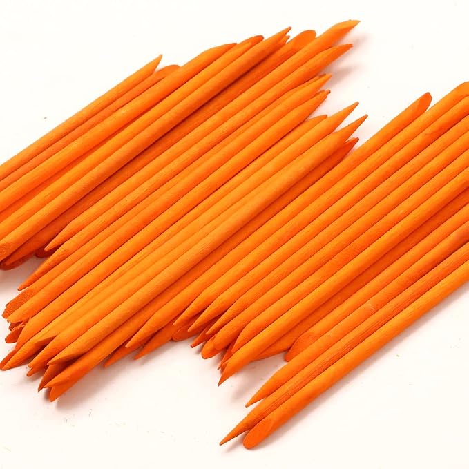 100 Pcs Orange Wood Nail Sticks Double Sided Multi Functional Cuticle Pusher - Image 6