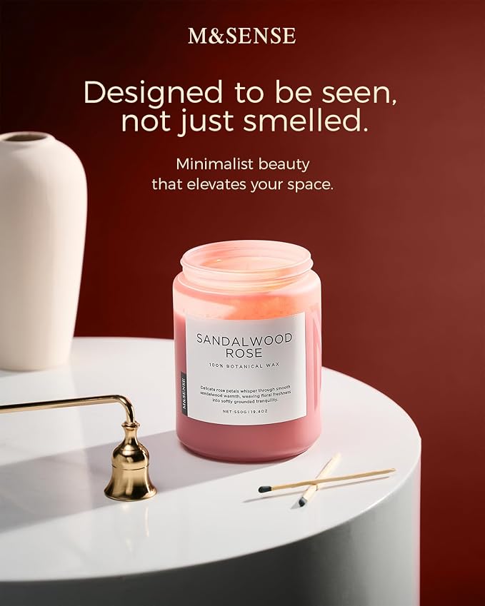 M&SENSE Sandalwood Rose Scented Candle 19.4oz 110 Hours Long Lasting Burn - Image 4